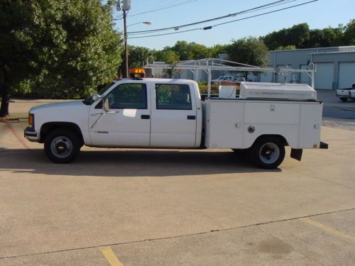 1998 chevy c3500 crewcab dually utility service bed 79k miles gov owned 90 pics