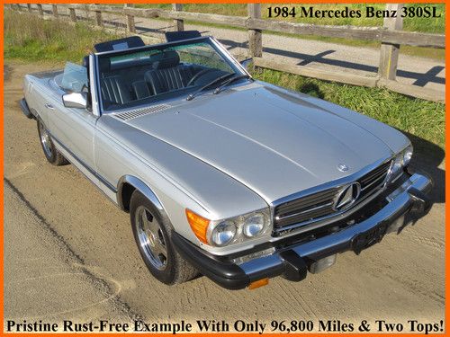 Pristine original classic 1984 mercedes benz 380sl convertible 2 tops 96k miles!