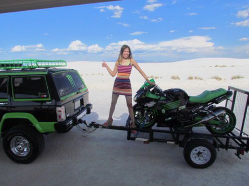 1989 jeep cherokee laredo and 2009 kawasaki zx1400 and trailer