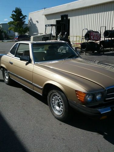 Mercedes benz 1980 450-sl sports car 2 door conv.2 tops color beige tan inside
