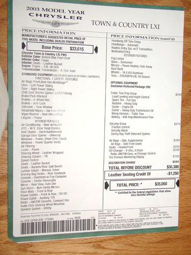 2003 Chrysler Town & Country, LXI, Butane Blue Pearl Coat, FWD, Well-equipped., image 6