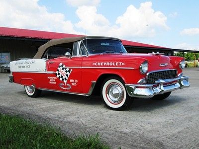 1955 matador red/ shoreline beige chevy bel air convertible