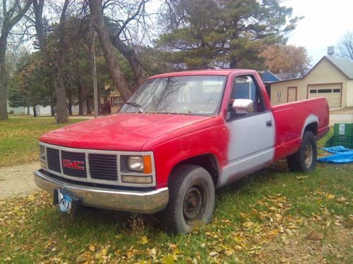92 gmc 2 wheel drive  1 ton very solid cab runs well needs some work