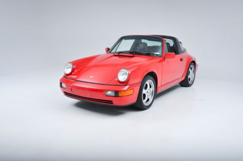 1990 porsche 964 carrera 4 targa red/black 5-speed 100% original paint rare car