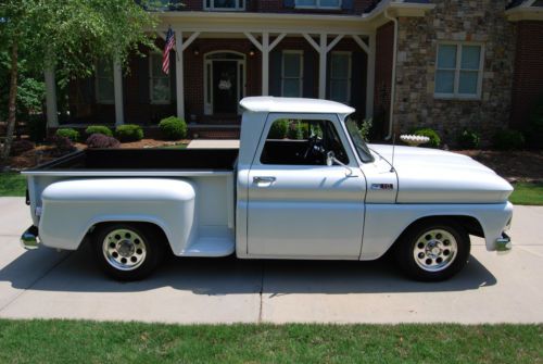 1966 chevrolet c-10 short bed step side truck pearl white lowered sbc v8 ps pb