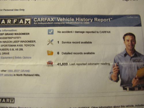 1989 Jeep Grand Wagoneer 88K ACTUAL miles restored in 2009, image 3