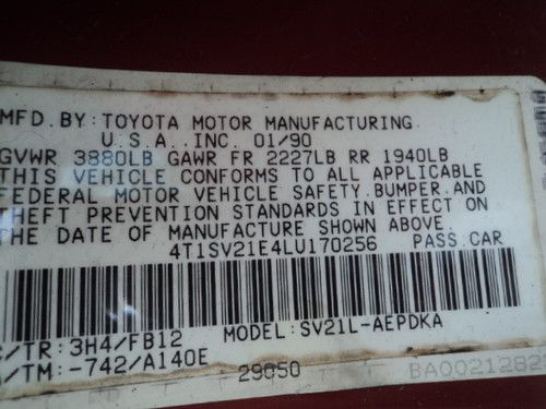 1990 Camry GA$ $AVER 4cyl 77000 miles YES 77000 power windows NO RESERVE, image 5