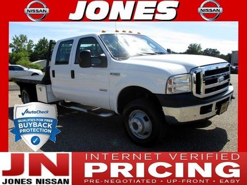 2006 ford super duty f-350 4wd crew cab xlt diesel drw flat bed manual