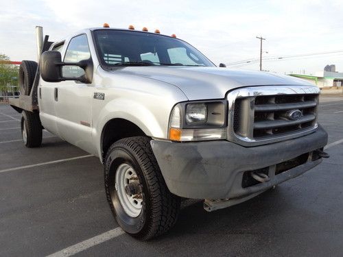 2003 ford f350 xl v8 6.0l turbo diesel crew cab flat bed 4x4 5 speed manual