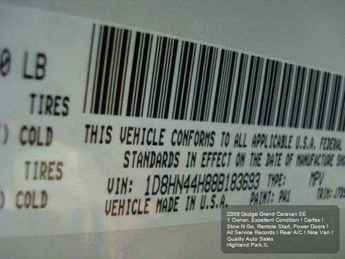 2008 DODGE GRAND CARAVAN SE 1OWNER STOW N GO CD/iPOD CARFAX POWER SLIDING DOORS, US $6,975.01, image 18
