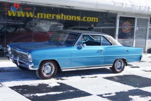 1966 nova ss factory a/c marina blue with blue buckets!