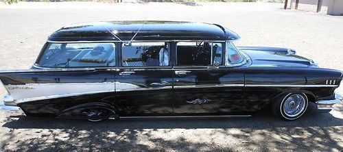 1957 chevy   bel air station wagon custom lowrider low rider black silver leaf