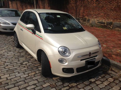 2012 fiat 500 sport bianca pearl with italian strips hatchback 2-door 1.4l