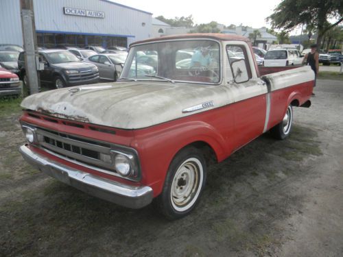 Barn find 1961 ford f100 custom short bed v/8 4 speed 93k orig. miles rat rod
