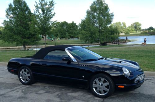 2002 ford thunderbird convertible, black/black, 49k miles