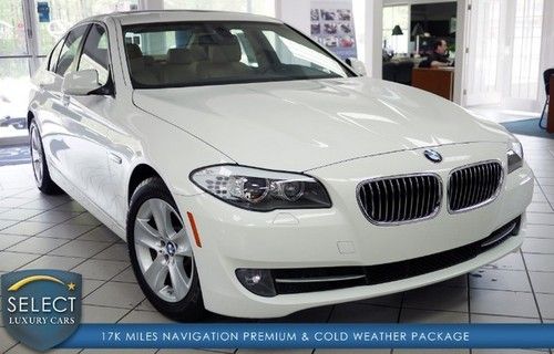 Beautiful 528i rwd sedan nav prem cold weather pkg xenon white on beige 17k mls!