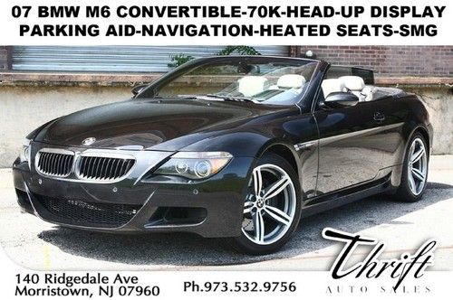 07 bmw m6 convertible-smg-70k-head-up display-navigation-heated seats-park aid