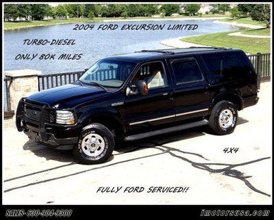 2004 excursion limited 4wd blk/tan 6.0l diesel naviagtion dlr servcd souther trk