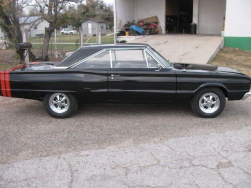 1967 dodge coronet black/black,red stripe,383 magnum,727 automatic,clean mopar