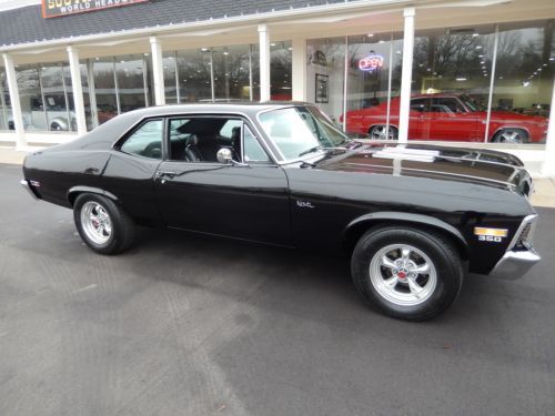 1972 chevrolet nova tuxedo black 350 4 speed 4 whl disc a/c tach &amp; gauges