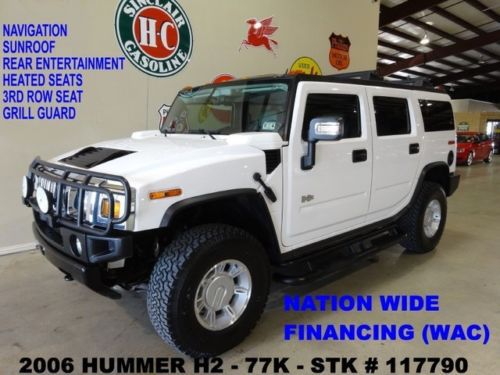 2006 h2 suv,sunroof,nav,rear dvd,htd lth,3rd row seat,17in whls,77k,we finance!!