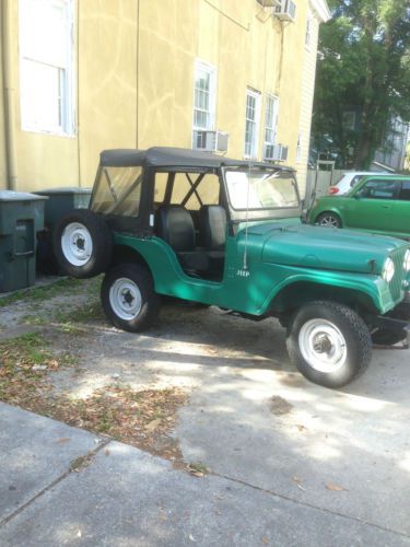 1961 willy&#039;s jeep cj5 metalic green soft top 50,420 miles