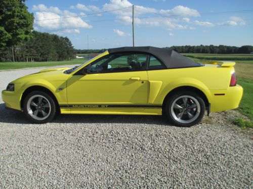 2003 mustang  gt convertible- yellow w/ black stripes-low mileage