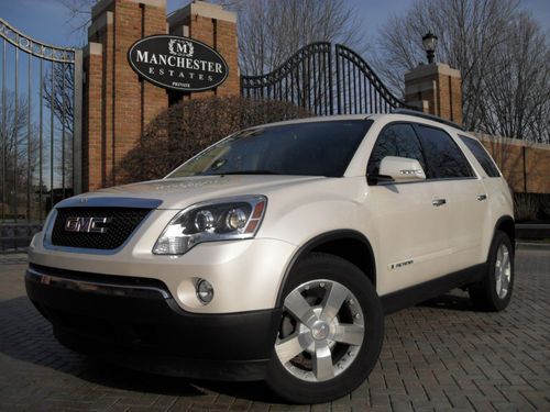 2008 gmc acadia slt dual moonroof pearl white 8 passenger grey heated leather