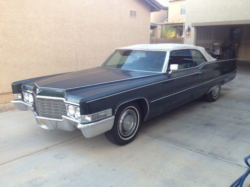 1969 cadillac convertible - metallic green paint w/green interior - runs great!!