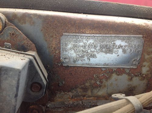 1967 CAMARO RS 1 owner protecto plate project 62k miles fold down seat 68 69, image 8