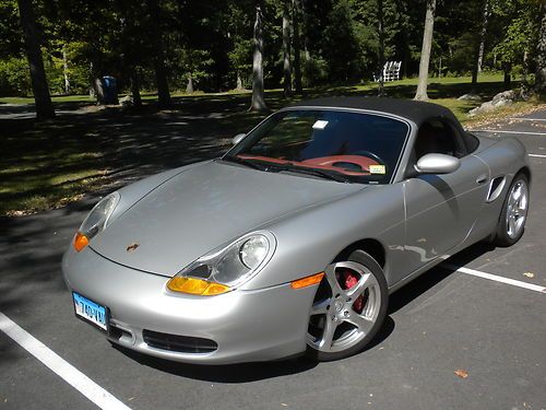 2000 boxster s, arctic silver, boxster red 2 dr top rated roadster