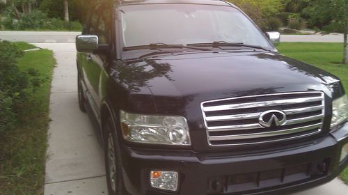 2004 Infiniti QX56 Base Sport Utility 4-Door 5.6L Black Luxury SUV Leather Seats, image 2