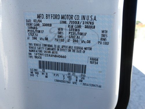 2004 White Ford F150 4x2 Pickup Truck One Owner, image 14