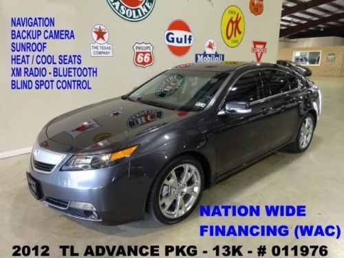 12 tl advance pkg awd,sunroof,nav,back-up,htd/cool lth,19in whls,13k,we finance!