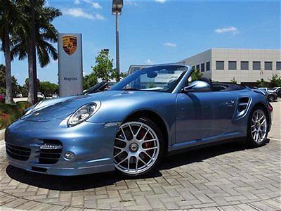 2011 porsche 911 turbo cabriolet, ice blue, one owner, florida car