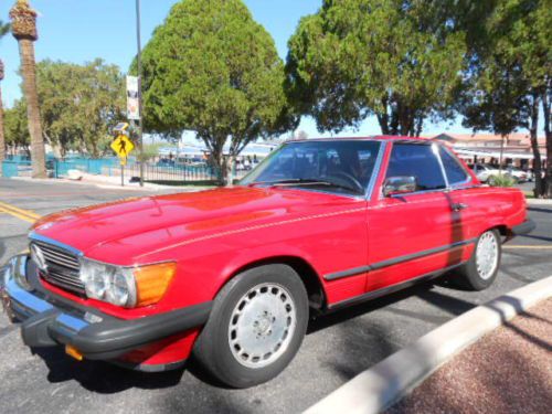 1988 Mercedes 560SL, Signal Red, Palomino, LOW MILES, Hardtop Convertible, image 2