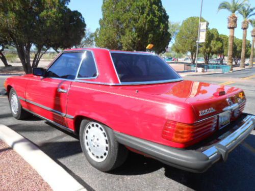 1988 Mercedes 560SL, Signal Red, Palomino, LOW MILES, Hardtop Convertible, image 3