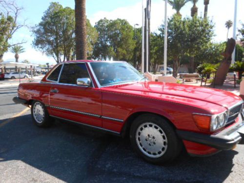 1988 Mercedes 560SL, Signal Red, Palomino, LOW MILES, Hardtop Convertible, image 4