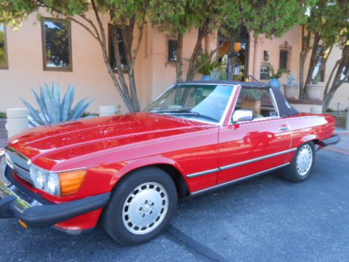 1988 Mercedes 560SL, Signal Red, Palomino, LOW MILES, Hardtop Convertible, image 8