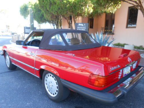 1988 Mercedes 560SL, Signal Red, Palomino, LOW MILES, Hardtop Convertible, image 9