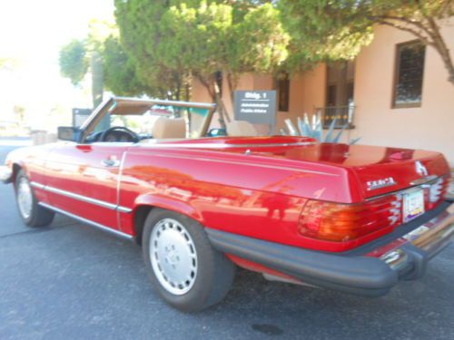 1988 Mercedes 560SL, Signal Red, Palomino, LOW MILES, Hardtop Convertible, image 11