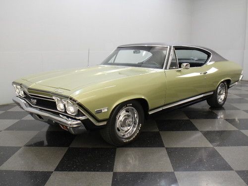 Code 138 ss, 396 v8, 4-speed manual, original code "g" ash gold, am/fm/cassette,