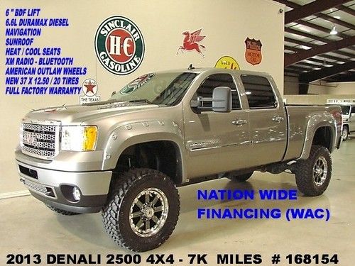 2013 2500hd denali z-71 4x4,diesel,bds lift,sunroof,nav,rear dvd,htd/cool lth,7k