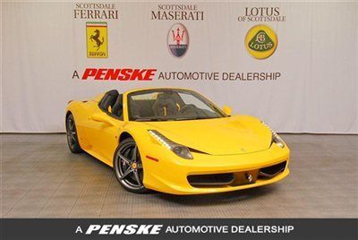 2013 ferrari 458 spider~carbon int~shields~yellow stitch &amp; piping~hi-fi sound~12