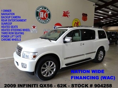 2009 qx56 4wd,sunroof,nav,rear dvd,htd lth,bose,chrome 20's,62k,we finance!!