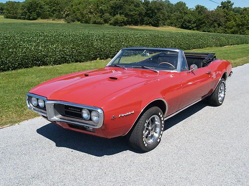 1967 pontiac firebird 400 convertible 6.6l 4-speed manual, red