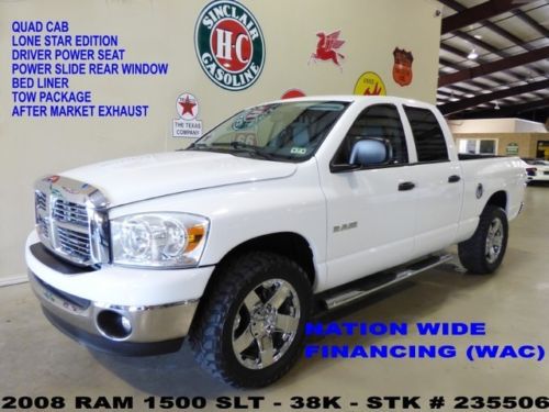 2008 ram 1500 quad cab slt 4x2,auto,cloth,exhaust,20in xd whls,38k,we finance!!