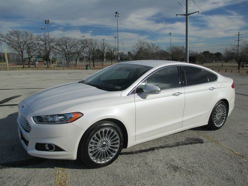 2013 ford fusion titanium fwd ecoboost white platinum black leather 500 miles