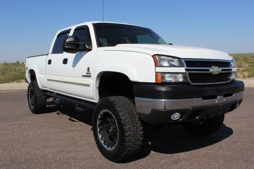 2007 silverado 2500 crew cab 4wd diesel lt lifted extra clean! carfax cert. az.