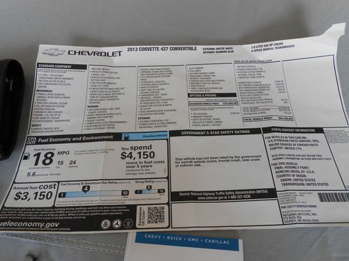 Chevrolet Corvette 427 Convertible 60TH Anniversary 505HP 2013, US $79,990.00, image 10